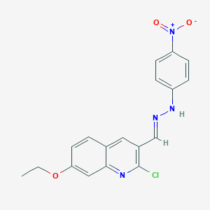 molecular formula C18H15ClN4O3 B421660 2-Chloro-7-ethoxy-3-quinolinecarbaldehyde {4-nitrophenyl}hydrazone 