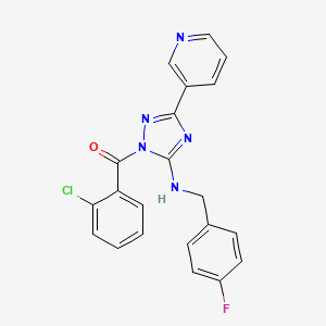 molecular formula C21H15ClFN5O B4216602 1-(2-Chlorobenzoyl)-N-[(4-fluorophenyl)methyl]-3-(pyridin-3-YL)-1H-1,2,4-triazol-5-amine 