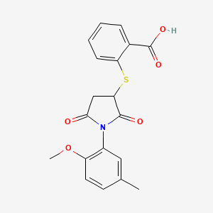 2-{[1-(2-methoxy-5-methylphenyl)-2,5-dioxo-3-pyrrolidinyl]thio}benzoic acid