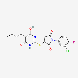 3-[(5-Butyl-4,6-dihydroxypyrimidin-2-yl)sulfanyl]-1-(3-chloro-4-fluorophenyl)pyrrolidine-2,5-dione