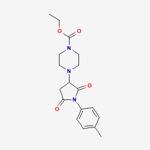 molecular formula C18H23N3O4 B4216672 ethyl 4-[1-(4-methylphenyl)-2,5-dioxo-3-pyrrolidinyl]-1-piperazinecarboxylate 