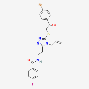 N-[2-[5-[2-(4-bromophenyl)-2-oxoethyl]sulfanyl-4-prop-2-enyl-1,2,4-triazol-3-yl]ethyl]-4-fluorobenzamide