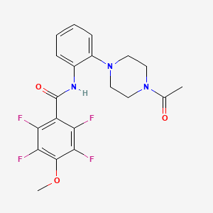 molecular formula C20H19F4N3O3 B4216749 N-[2-(4-acetyl-1-piperazinyl)phenyl]-2,3,5,6-tetrafluoro-4-methoxybenzamide 