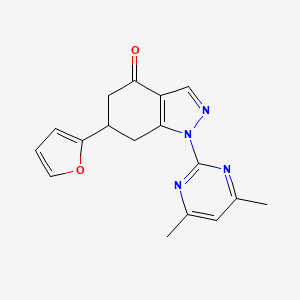 1-(4,6-dimethylpyrimidin-2-yl)-6-(furan-2-yl)-1,5,6,7-tetrahydro-4H-indazol-4-one