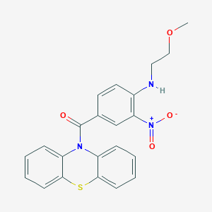 molecular formula C22H19N3O4S B4216813 [4-(2-Methoxyethylamino)-3-nitrophenyl]-phenothiazin-10-ylmethanone 