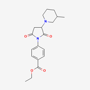 molecular formula C19H24N2O4 B4216833 ethyl 4-[3-(3-methyl-1-piperidinyl)-2,5-dioxo-1-pyrrolidinyl]benzoate 