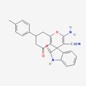 2-amino-7-(4-methylphenyl)-2',5-dioxo-1',2',5,6,7,8-hexahydrospiro[chromene-4,3'-indole]-3-carbonitrile