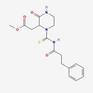 molecular formula C17H21N3O4S B4216866 methyl (3-oxo-1-{[(3-phenylpropanoyl)amino]carbonothioyl}-2-piperazinyl)acetate 