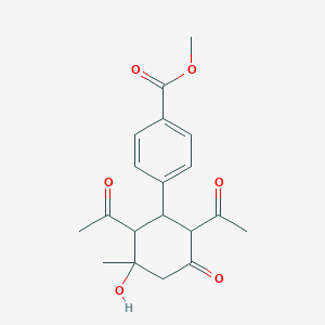 molecular formula C19H22O6 B4216938 methyl 4-(2,6-diacetyl-3-hydroxy-3-methyl-5-oxocyclohexyl)benzoate 