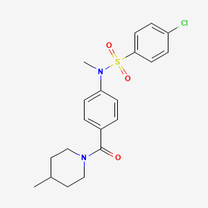 molecular formula C20H23ClN2O3S B4216944 4-chloro-N-methyl-N-{4-[(4-methyl-1-piperidinyl)carbonyl]phenyl}benzenesulfonamide 