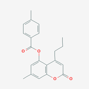 7-methyl-2-oxo-4-propyl-2H-chromen-5-yl 4-methylbenzoate