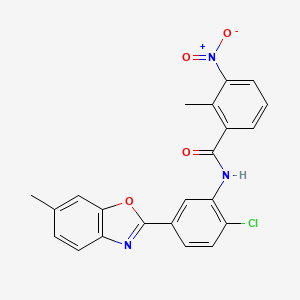 molecular formula C22H16ClN3O4 B4216952 N-[2-chloro-5-(6-methyl-1,3-benzoxazol-2-yl)phenyl]-2-methyl-3-nitrobenzamide 