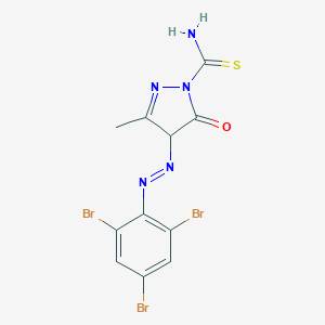 molecular formula C11H8Br3N5OS B421698 3-methyl-5-oxo-4-[(2,4,6-tribromophenyl)diazenyl]-4,5-dihydro-1H-pyrazole-1-carbothioamide 