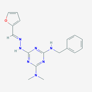molecular formula C17H19N7O B421699 2-Furaldehyde [4-(benzylamino)-6-(dimethylamino)-1,3,5-triazin-2-yl]hydrazone 