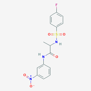 molecular formula C15H14FN3O5S B4216990 2-[(4-fluorophenyl)sulfonylamino]-N-(3-nitrophenyl)propanamide 