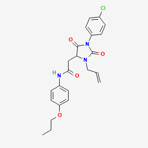 molecular formula C23H24ClN3O4 B4216998 2-[3-allyl-1-(4-chlorophenyl)-2,5-dioxo-4-imidazolidinyl]-N-(4-propoxyphenyl)acetamide 