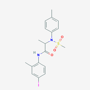 molecular formula C18H21IN2O3S B4217013 N-(4-iodo-2-methylphenyl)-2-(4-methyl-N-methylsulfonylanilino)propanamide 