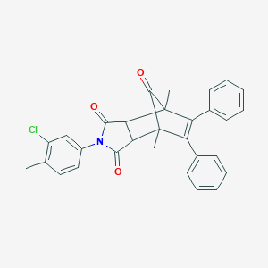 molecular formula C30H24ClNO3 B421702 4-(3-Chloro-4-methylphenyl)-1,7-dimethyl-8,9-diphenyl-4-azatricyclo[5.2.1.0~2,6~]dec-8-ene-3,5,10-trione 