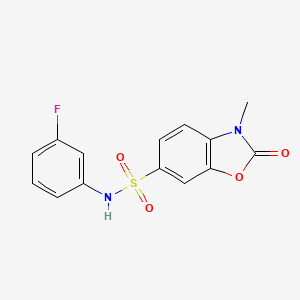 molecular formula C14H11FN2O4S B4217044 N-(3-fluorophenyl)-3-methyl-2-oxo-2,3-dihydro-1,3-benzoxazole-6-sulfonamide 