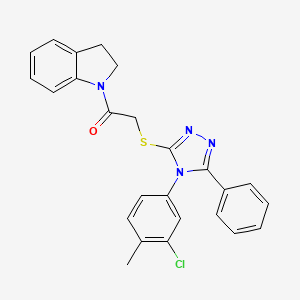 molecular formula C25H21ClN4OS B4217051 2-{[4-(3-chloro-4-methylphenyl)-5-phenyl-4H-1,2,4-triazol-3-yl]sulfanyl}-1-(2,3-dihydro-1H-indol-1-yl)ethanone 