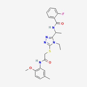 N-{1-[4-ethyl-5-({2-[(2-methoxy-5-methylphenyl)amino]-2-oxoethyl}sulfanyl)-4H-1,2,4-triazol-3-yl]ethyl}-2-fluorobenzamide