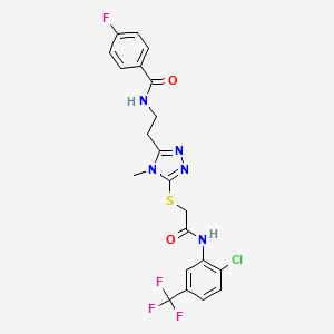 molecular formula C21H18ClF4N5O2S B4217100 N-[2-[5-[2-[2-chloro-5-(trifluoromethyl)anilino]-2-oxoethyl]sulfanyl-4-methyl-1,2,4-triazol-3-yl]ethyl]-4-fluorobenzamide 