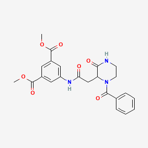 molecular formula C23H23N3O7 B4217105 1,3-DIMETHYL 5-[2-(1-BENZOYL-3-OXOPIPERAZIN-2-YL)ACETAMIDO]BENZENE-1,3-DICARBOXYLATE 