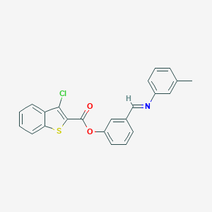 molecular formula C23H16ClNO2S B421711 3-{[(3-Methylphenyl)imino]methyl}phenyl 3-chloro-1-benzothiophene-2-carboxylate 