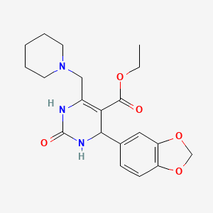 ETHYL 4-(1,3-BENZODIOXOL-5-YL)-2-OXO-6-(PIPERIDINOMETHYL)-1,2,3,4-TETRAHYDRO-5-PYRIMIDINECARBOXYLATE