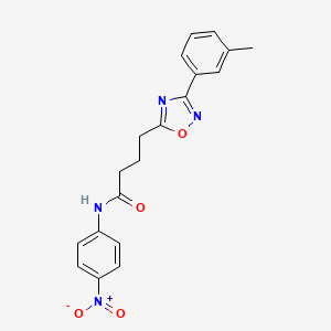 molecular formula C19H18N4O4 B4217129 4-[3-(3-methylphenyl)-1,2,4-oxadiazol-5-yl]-N-(4-nitrophenyl)butanamide 