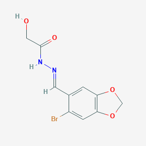 molecular formula C10H9BrN2O4 B421713 N'-[(6-bromo-1,3-benzodioxol-5-yl)methylene]-2-hydroxyacetohydrazide 