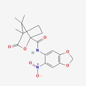 molecular formula C17H18N2O7 B4217162 4,7,7-trimethyl-N-(6-nitro-1,3-benzodioxol-5-yl)-3-oxo-2-oxabicyclo[2.2.1]heptane-1-carboxamide 