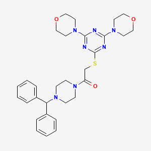 molecular formula C30H37N7O3S B4217179 1-(4-Benzhydrylpiperazin-1-yl)-2-[(4,6-dimorpholin-4-yl-1,3,5-triazin-2-yl)sulfanyl]ethanone 