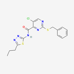 2-(benzylsulfanyl)-5-chloro-N-(5-propyl-1,3,4-thiadiazol-2-yl)pyrimidine-4-carboxamide