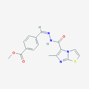 molecular formula C16H14N4O3S B421720 methyl 4-[(Z)-{2-[(6-methylimidazo[2,1-b][1,3]thiazol-5-yl)carbonyl]hydrazinylidene}methyl]benzoate 