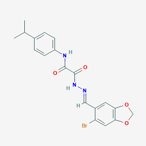molecular formula C19H18BrN3O4 B421724 2-{2-[(6-bromo-1,3-benzodioxol-5-yl)methylene]hydrazino}-N-(4-isopropylphenyl)-2-oxoacetamide 