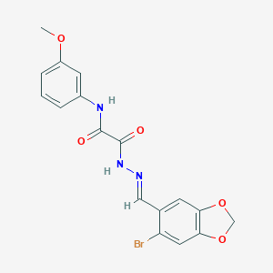 molecular formula C17H14BrN3O5 B421725 2-{(2E)-2-[(6-bromo-1,3-benzodioxol-5-yl)methylidene]hydrazinyl}-N-(3-methoxyphenyl)-2-oxoacetamide 