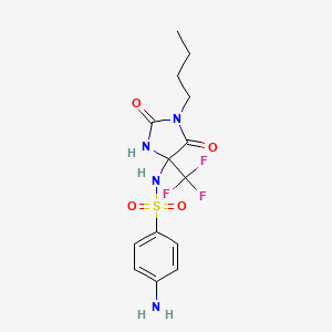 molecular formula C14H17F3N4O4S B4217270 4-amino-N-[1-butyl-2,5-dioxo-4-(trifluoromethyl)-4-imidazolidinyl]benzenesulfonamide 