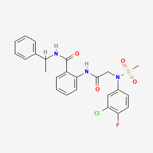 molecular formula C24H23ClFN3O4S B4217306 2-{[N-(3-chloro-4-fluorophenyl)-N-(methylsulfonyl)glycyl]amino}-N-(1-phenylethyl)benzamide 