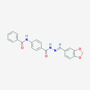 molecular formula C22H17N3O4 B421734 N-(4-{[2-(1,3-benzodioxol-5-ylmethylene)hydrazino]carbonyl}phenyl)benzamide 