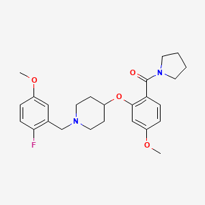 molecular formula C25H31FN2O4 B4217344 1-(2-fluoro-5-methoxybenzyl)-4-[5-methoxy-2-(1-pyrrolidinylcarbonyl)phenoxy]piperidine 