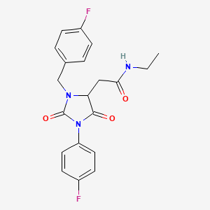 molecular formula C20H19F2N3O3 B4217367 N-ethyl-2-[3-(4-fluorobenzyl)-1-(4-fluorophenyl)-2,5-dioxoimidazolidin-4-yl]acetamide 