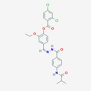 molecular formula C27H25Cl2N3O5 B421739 [2-ethoxy-4-[(Z)-[[4-(2-methylpropanoylamino)benzoyl]hydrazinylidene]methyl]phenyl] 2,4-dichlorobenzoate 