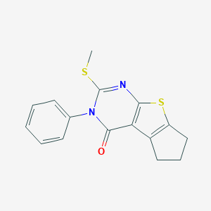 molecular formula C16H14N2OS2 B421740 2-(methylsulfanyl)-3-phenyl-3,5,6,7-tetrahydro-4H-cyclopenta[4,5]thieno[2,3-d]pyrimidin-4-one CAS No. 346638-45-7
