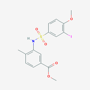 molecular formula C16H16INO5S B4217455 methyl 3-{[(3-iodo-4-methoxyphenyl)sulfonyl]amino}-4-methylbenzoate 