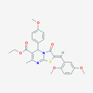 molecular formula C26H26N2O6S B421748 ethyl 2-(2,5-dimethoxybenzylidene)-5-(4-methoxyphenyl)-7-methyl-3-oxo-2,3-dihydro-5H-[1,3]thiazolo[3,2-a]pyrimidine-6-carboxylate 