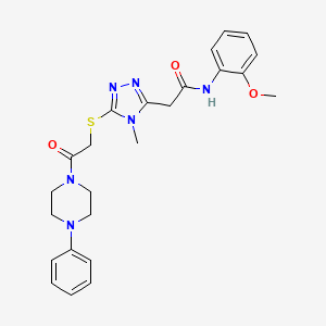 molecular formula C24H28N6O3S B4217537 N-(2-methoxyphenyl)-2-(4-methyl-5-{[2-oxo-2-(4-phenylpiperazin-1-yl)ethyl]sulfanyl}-4H-1,2,4-triazol-3-yl)acetamide 