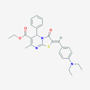 molecular formula C27H29N3O3S B421756 ethyl 2-[4-(diethylamino)benzylidene]-7-methyl-3-oxo-5-phenyl-2,3-dihydro-5H-[1,3]thiazolo[3,2-a]pyrimidine-6-carboxylate 