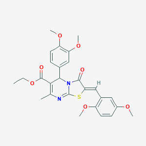 molecular formula C27H28N2O7S B421759 ethyl 2-(2,5-dimethoxybenzylidene)-5-(3,4-dimethoxyphenyl)-7-methyl-3-oxo-2,3-dihydro-5H-[1,3]thiazolo[3,2-a]pyrimidine-6-carboxylate 