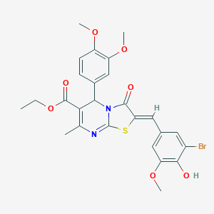 molecular formula C26H25BrN2O7S B421760 ethyl 2-(3-bromo-4-hydroxy-5-methoxybenzylidene)-5-(3,4-dimethoxyphenyl)-7-methyl-3-oxo-2,3-dihydro-5H-[1,3]thiazolo[3,2-a]pyrimidine-6-carboxylate 